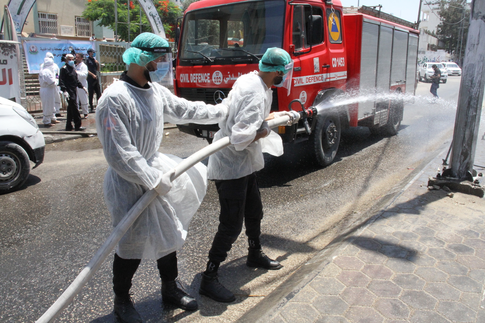 المناورة التدريبية المشتركة لمحاكاة وقوع إصابة بفيروس كورونا في حي مكتظ