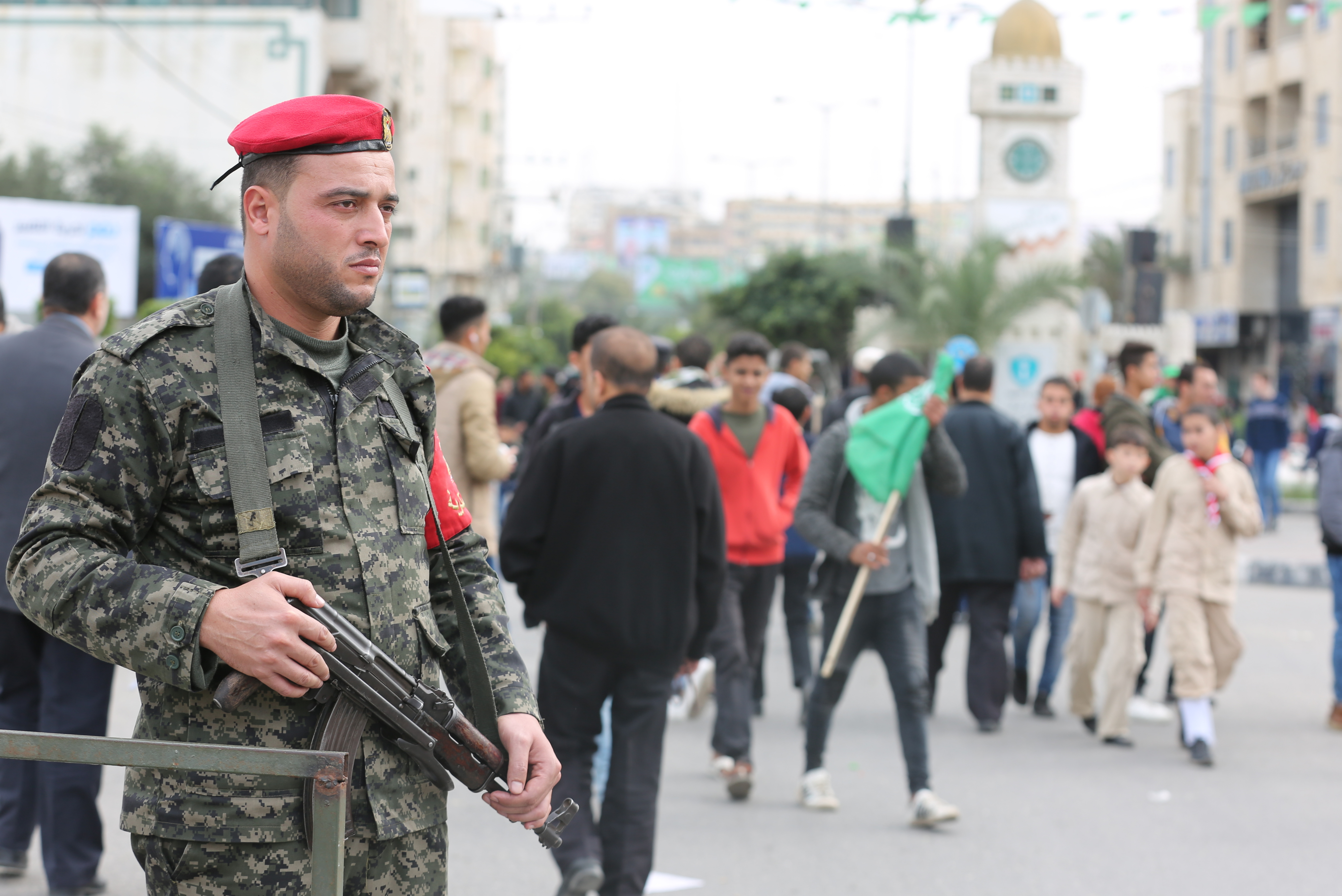 تأمين مهرجان انطلاقة حركة حماس في ساحة الكتيبة بغزة