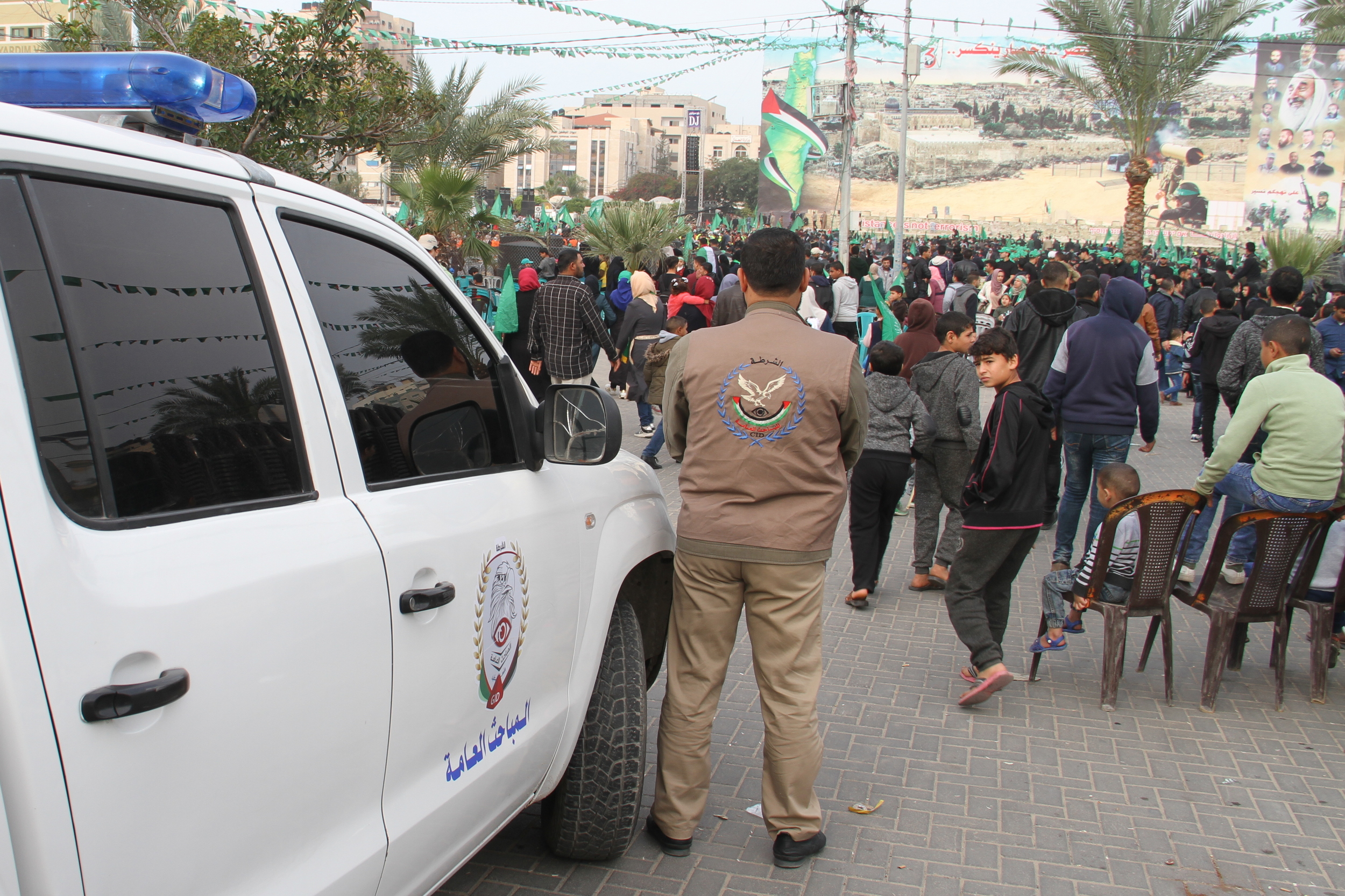 تأمين مهرجان انطلاقة حركة حماس في ساحة الكتيبة بغزة