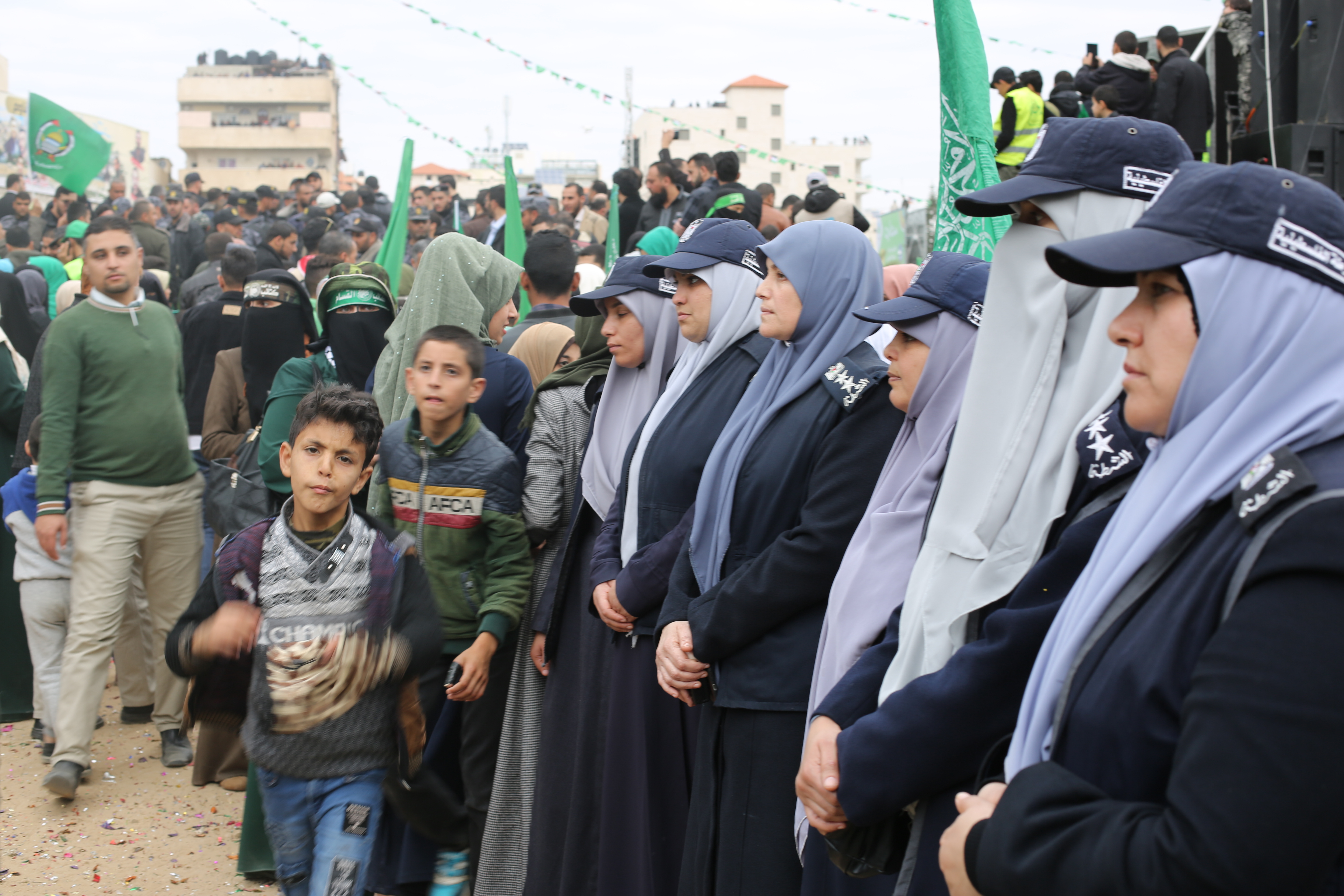 تأمين مهرجان انطلاقة حركة حماس في ساحة الكتيبة بغزة