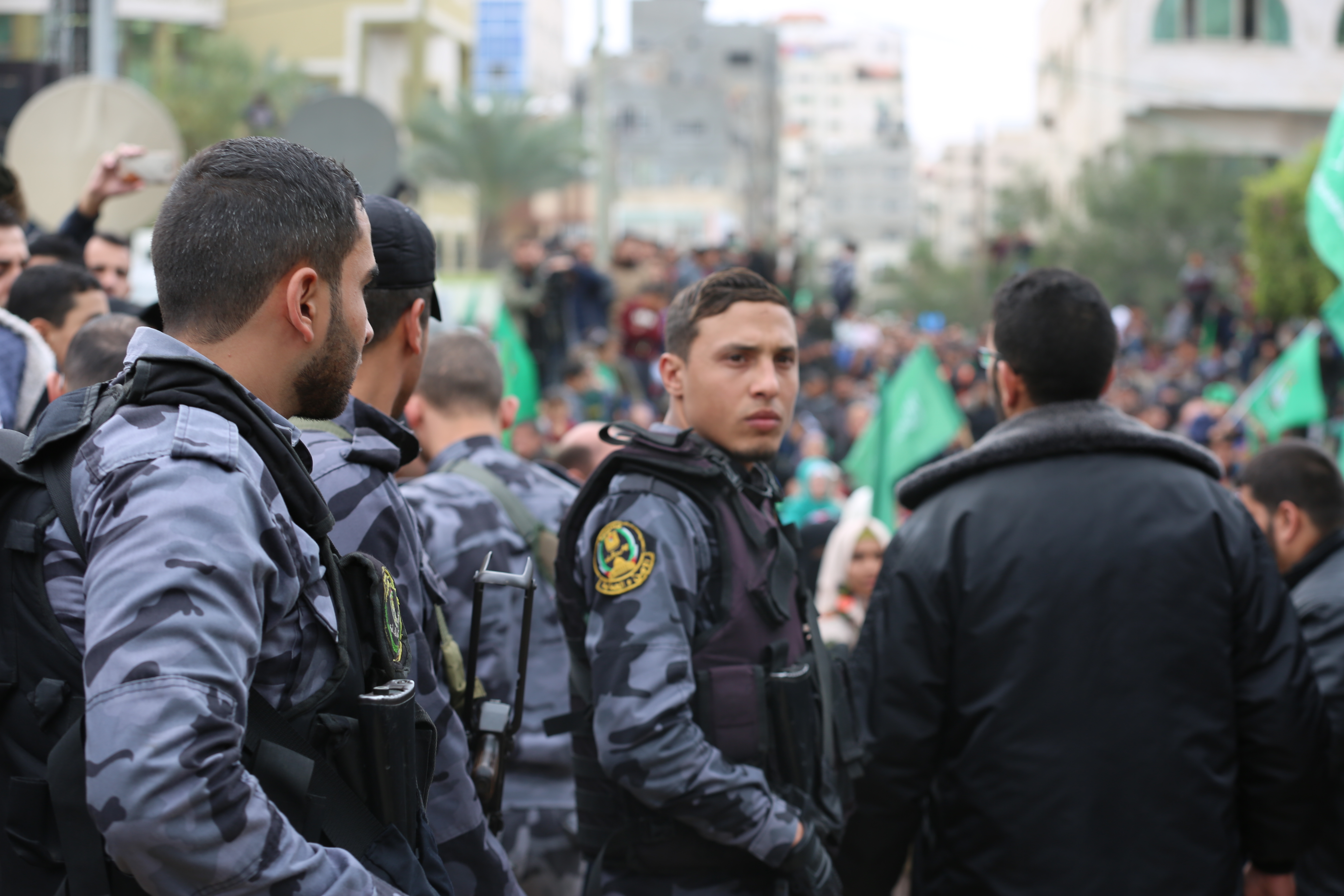 تأمين مهرجان انطلاقة حركة حماس في ساحة الكتيبة بغزة