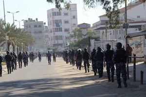 شرطة التدخل وحفظ النظام بخان يونس تنظم مسيراً عسكريا وطابور أركان