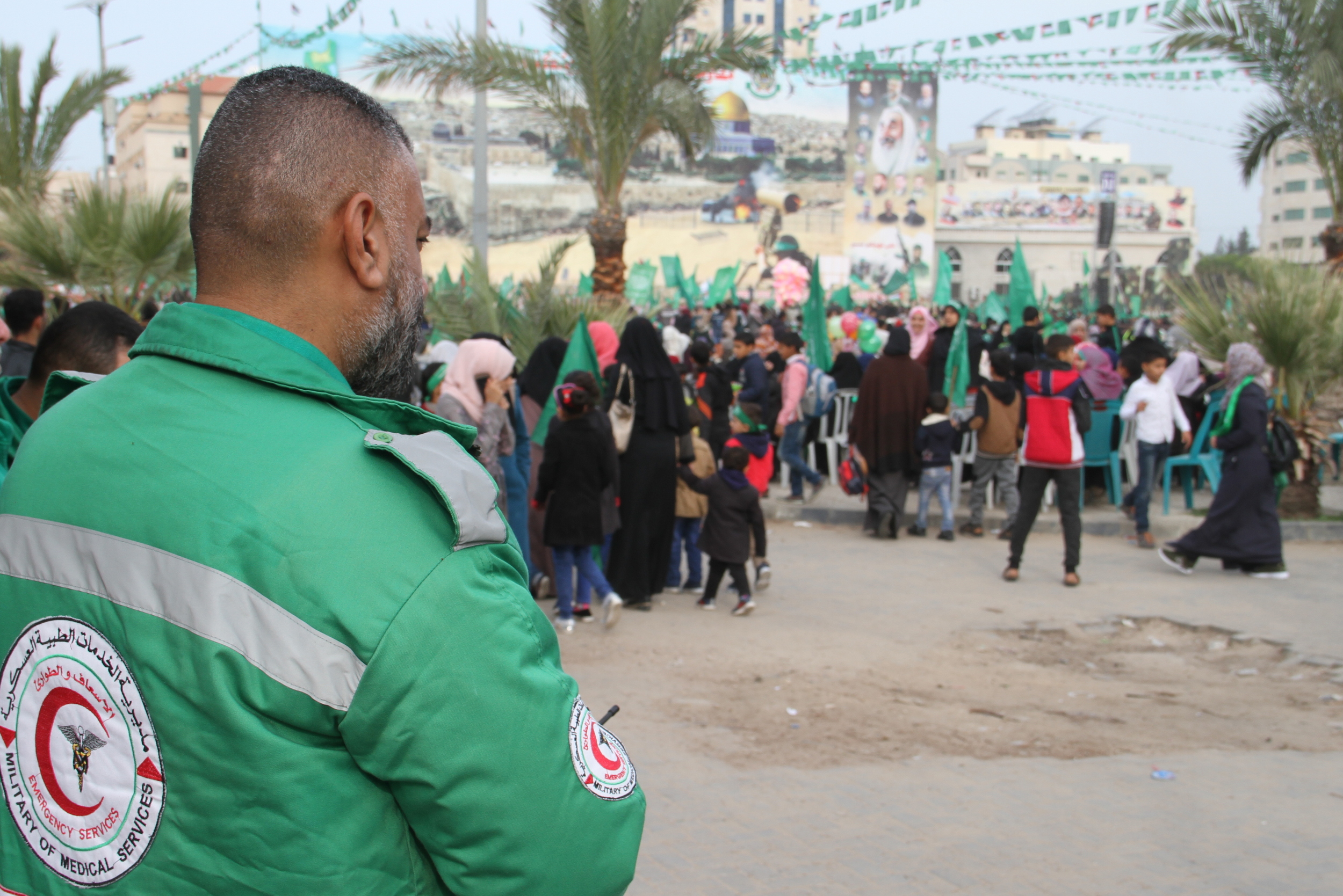 تأمين مهرجان انطلاقة حركة حماس في ساحة الكتيبة بغزة