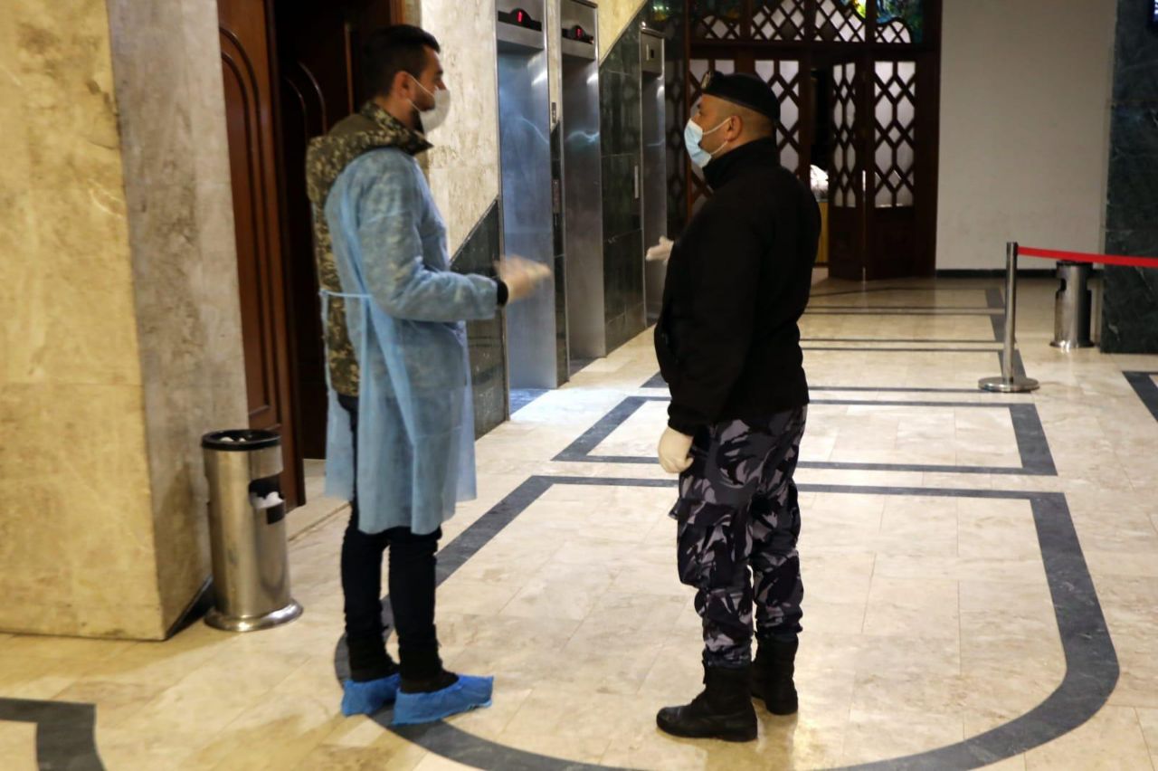 تأمين أجهزة وزارة الداخلية لمركز الحجر الصحي في فندق الكومودور بمدينة غزة