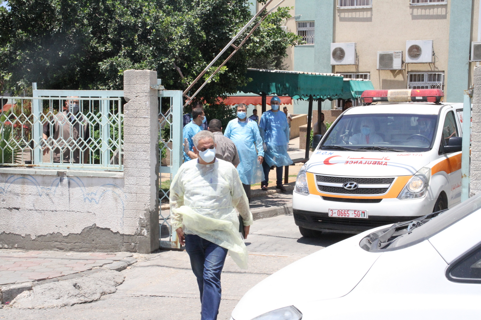 المناورة التدريبية المشتركة لمحاكاة وقوع إصابة بفيروس كورونا في حي مكتظ